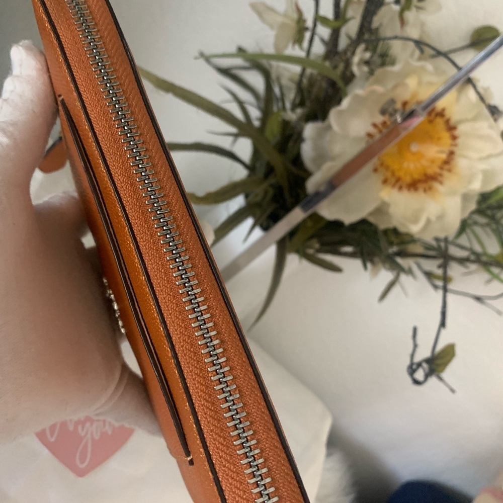 Coach Metallic Tangerine Accordion Zip Around Wallet - Picture 6 of 7